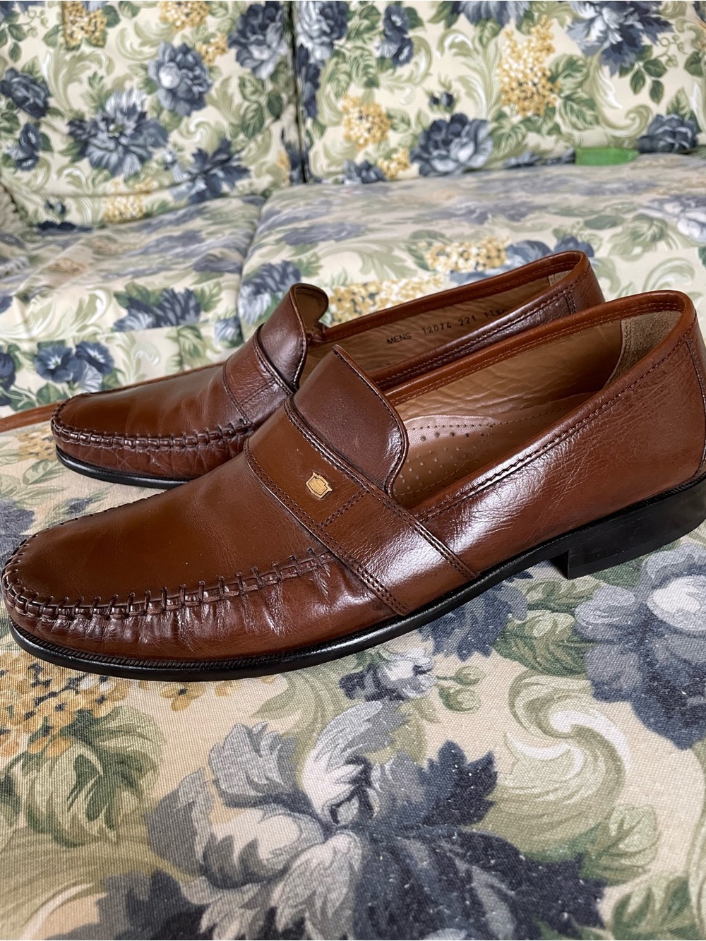Nice Florsheim Taupe Brown Leather Whipstitch Slip-On Loafers/Shoes, Sz 11.5D! 🍁
